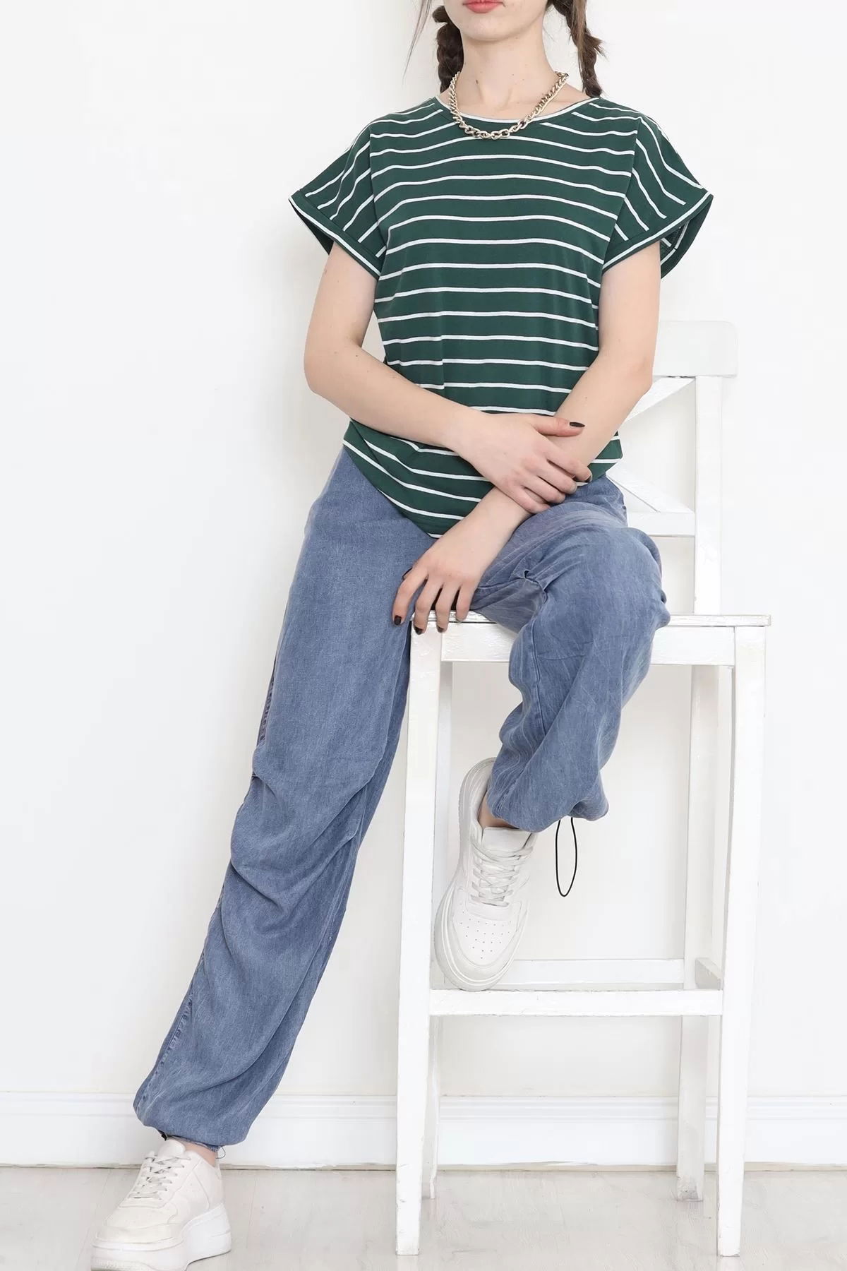 Single jersey striped duplex t-shirt Emerald - 15918.1567.