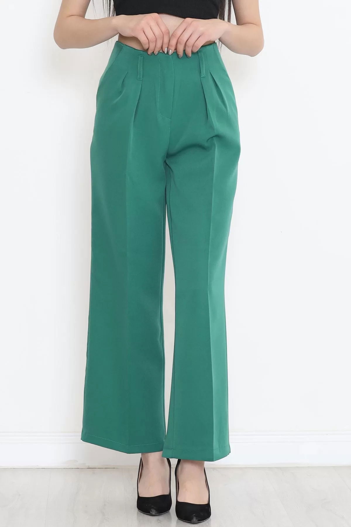 Palazzo Pants with Waist Cuffs Green - 20856.683.