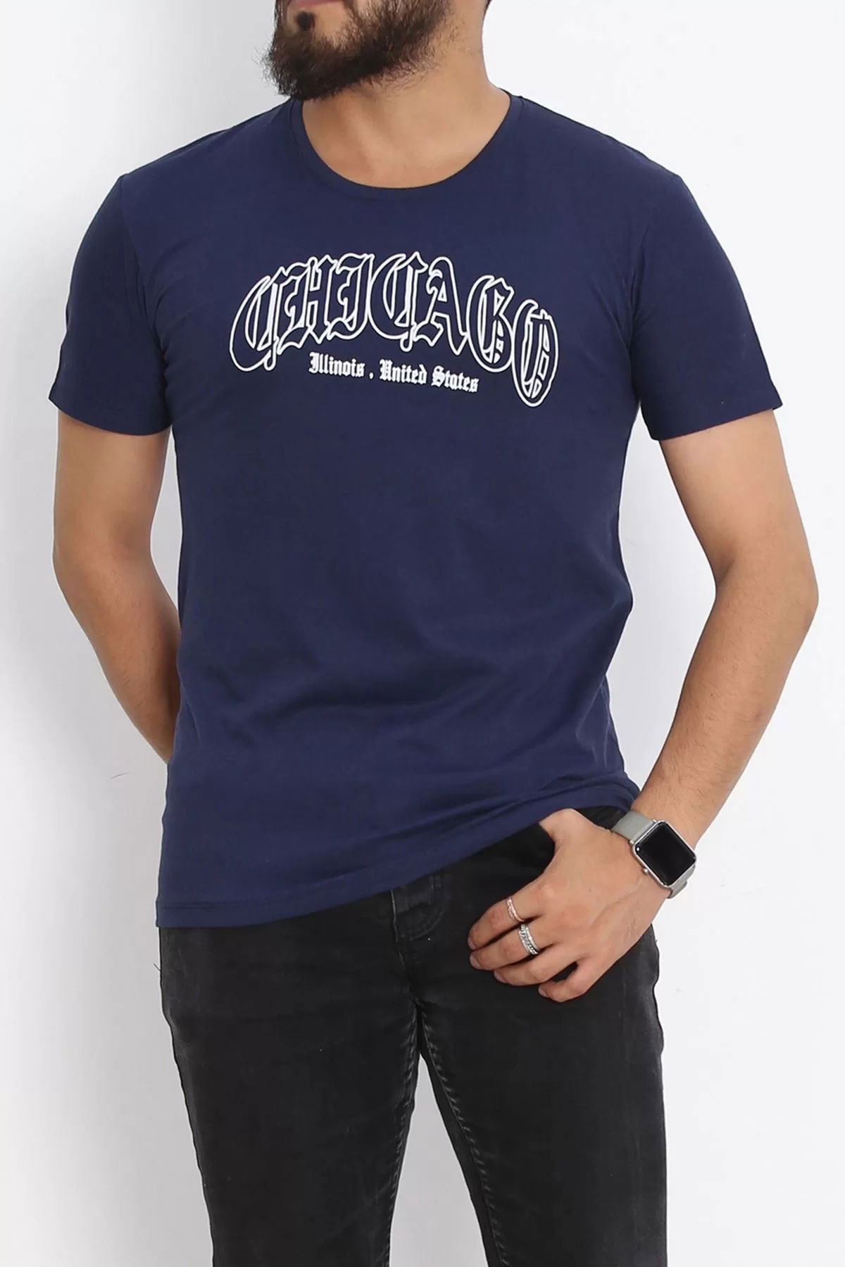 Printed Men's T-shirt Navy Blue - 20407.1778.