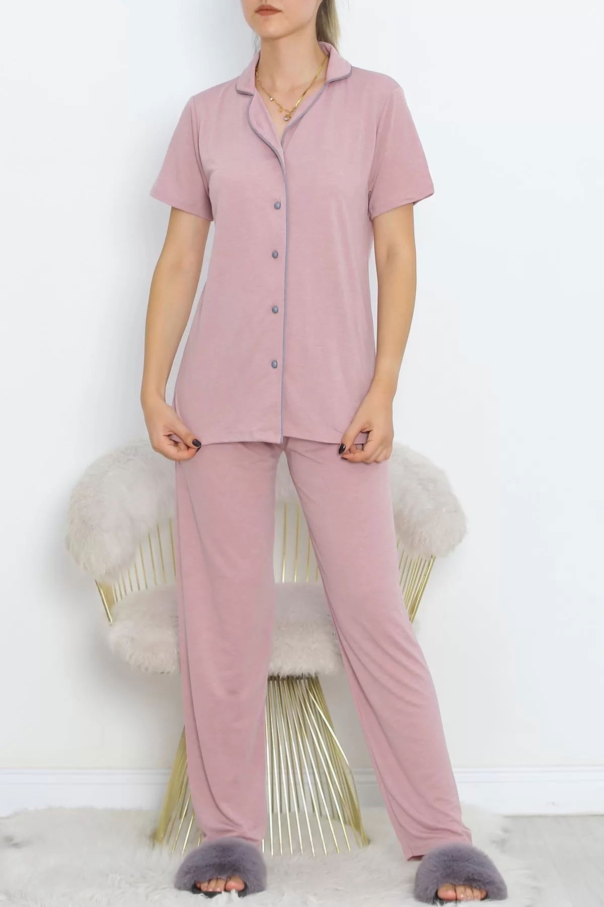 Short Sleeve Polyviscose Suit Rose - 707.1287.