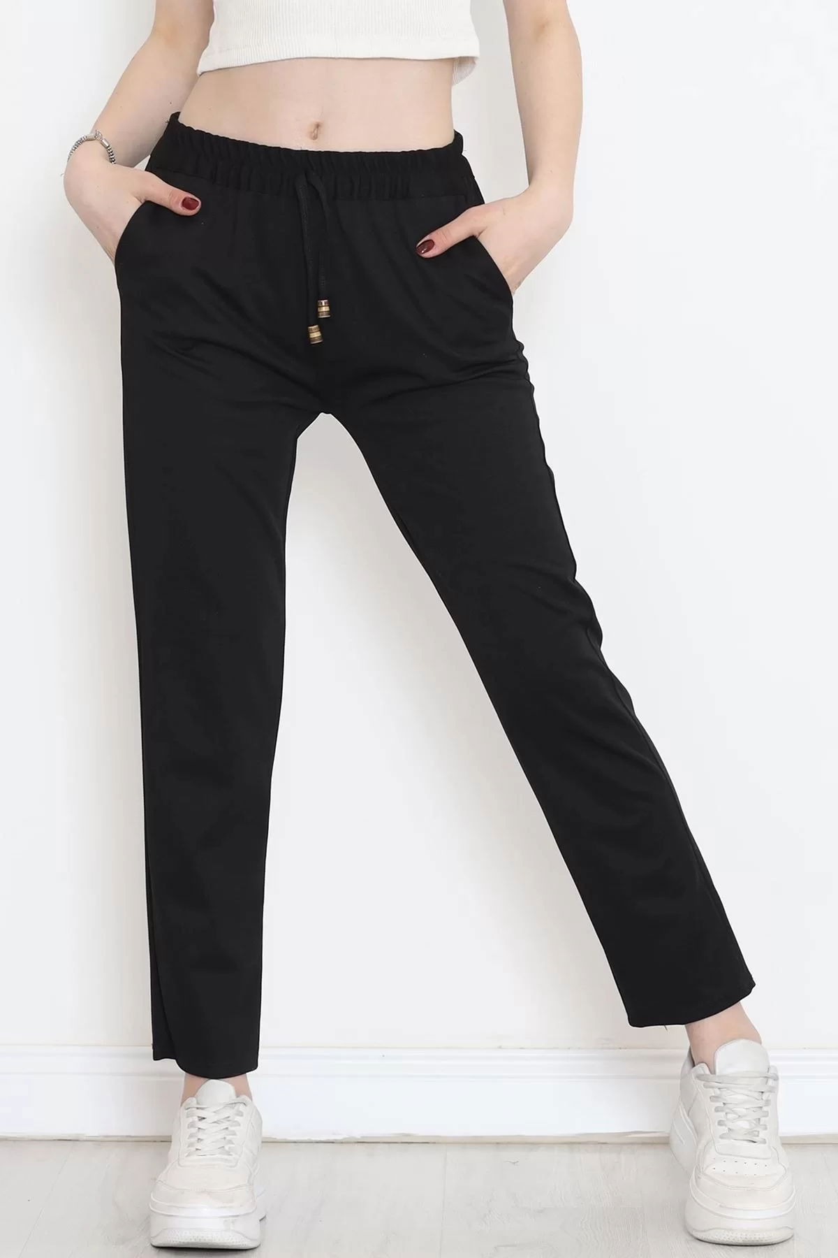 Crepe Lace-up Detailed Pants Black - 152429.1778.