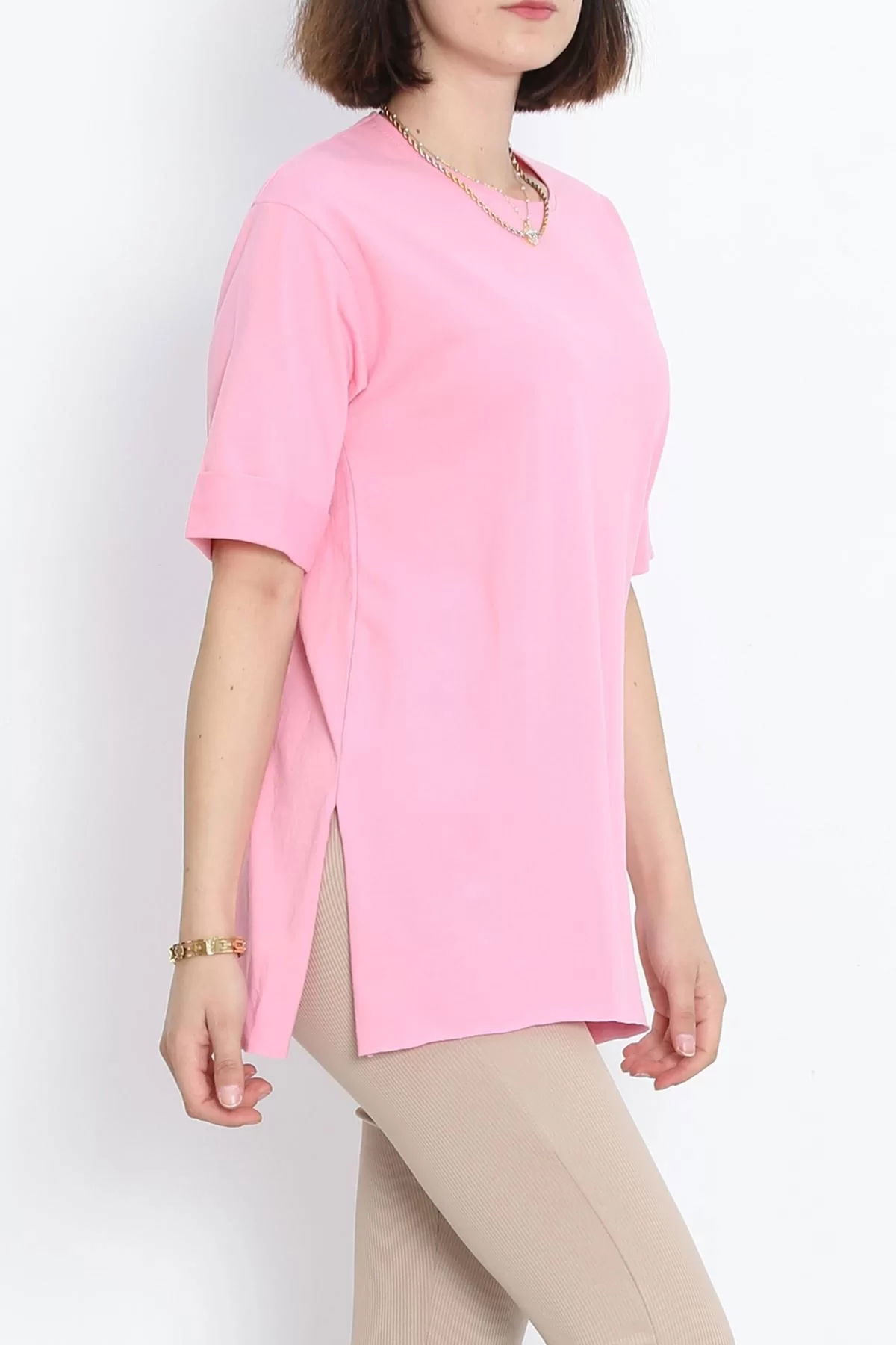 Plus Size Double Sleeve T-Shirt Pink - 15788.1778.