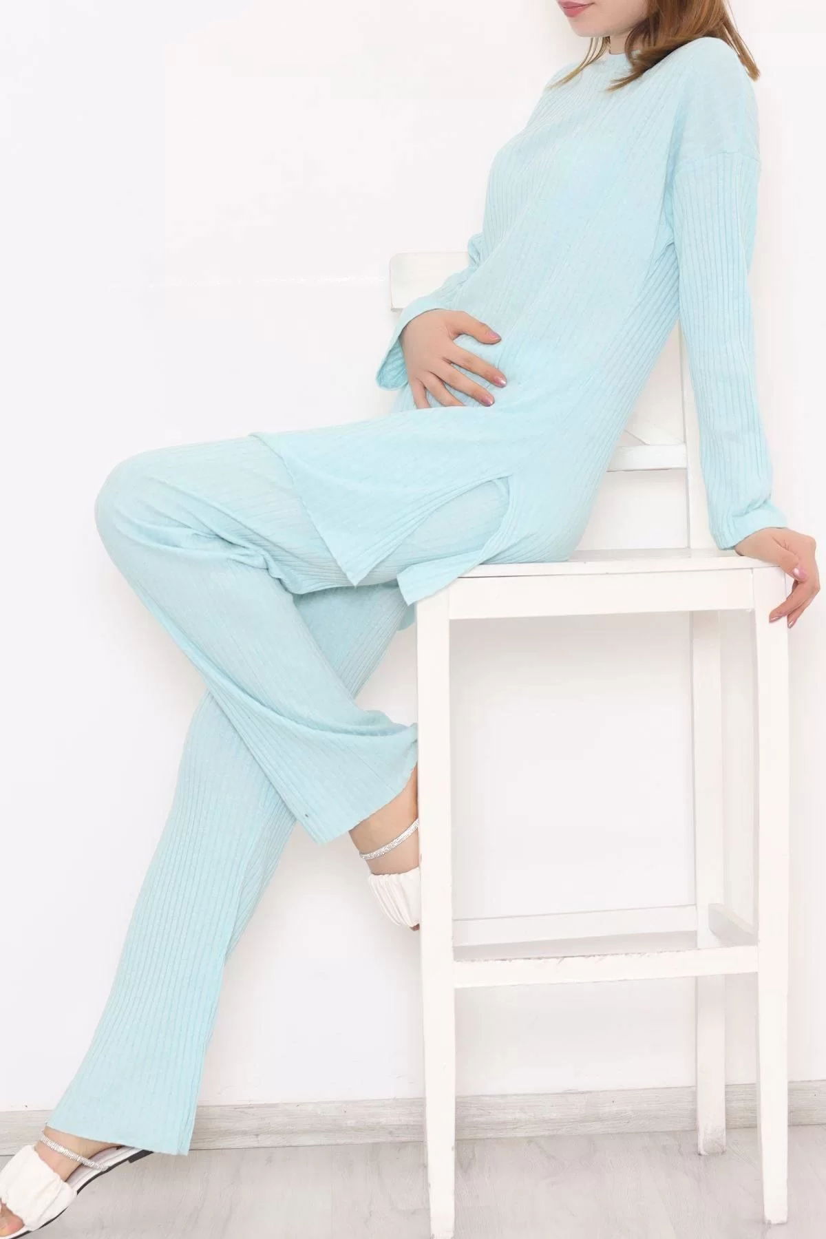 Long Sleeve Fitted Suit Turquoise - 10147.1567.