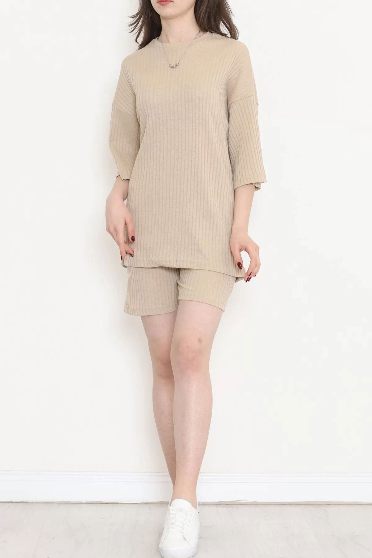 Crew Neck Shorts Set Beige - 11552.1567.