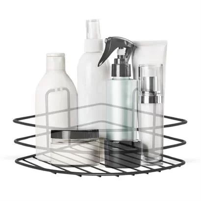 Tufeyo Self Adhesive No Assembly Required Single Layer Bathroom Hanger Corner Shampoo Holder Black