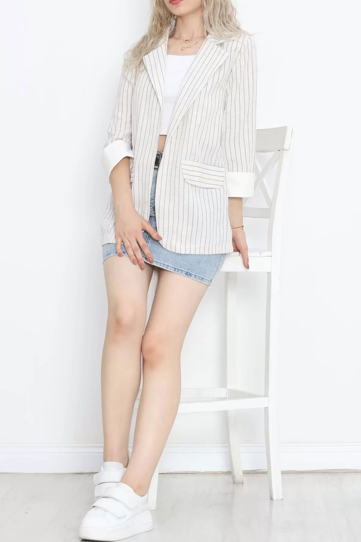 Striped Linen Jacket Taslaci - 1023.1247.