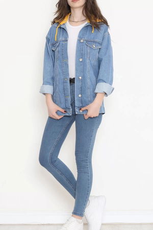 Back Printed Denim Jacket Blue - 3001.1367.