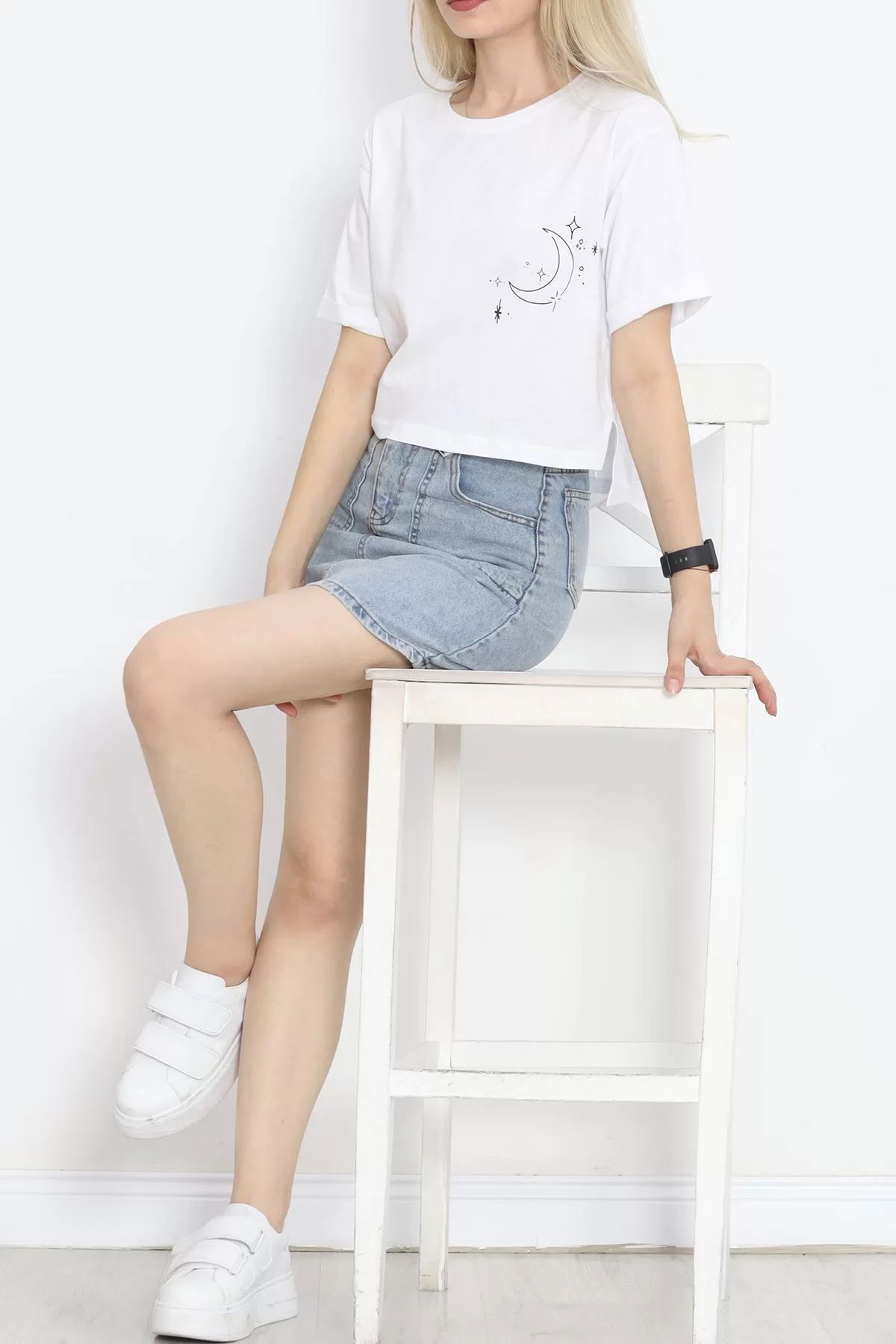 Printed Crop T-shirt White - 18667.1567.