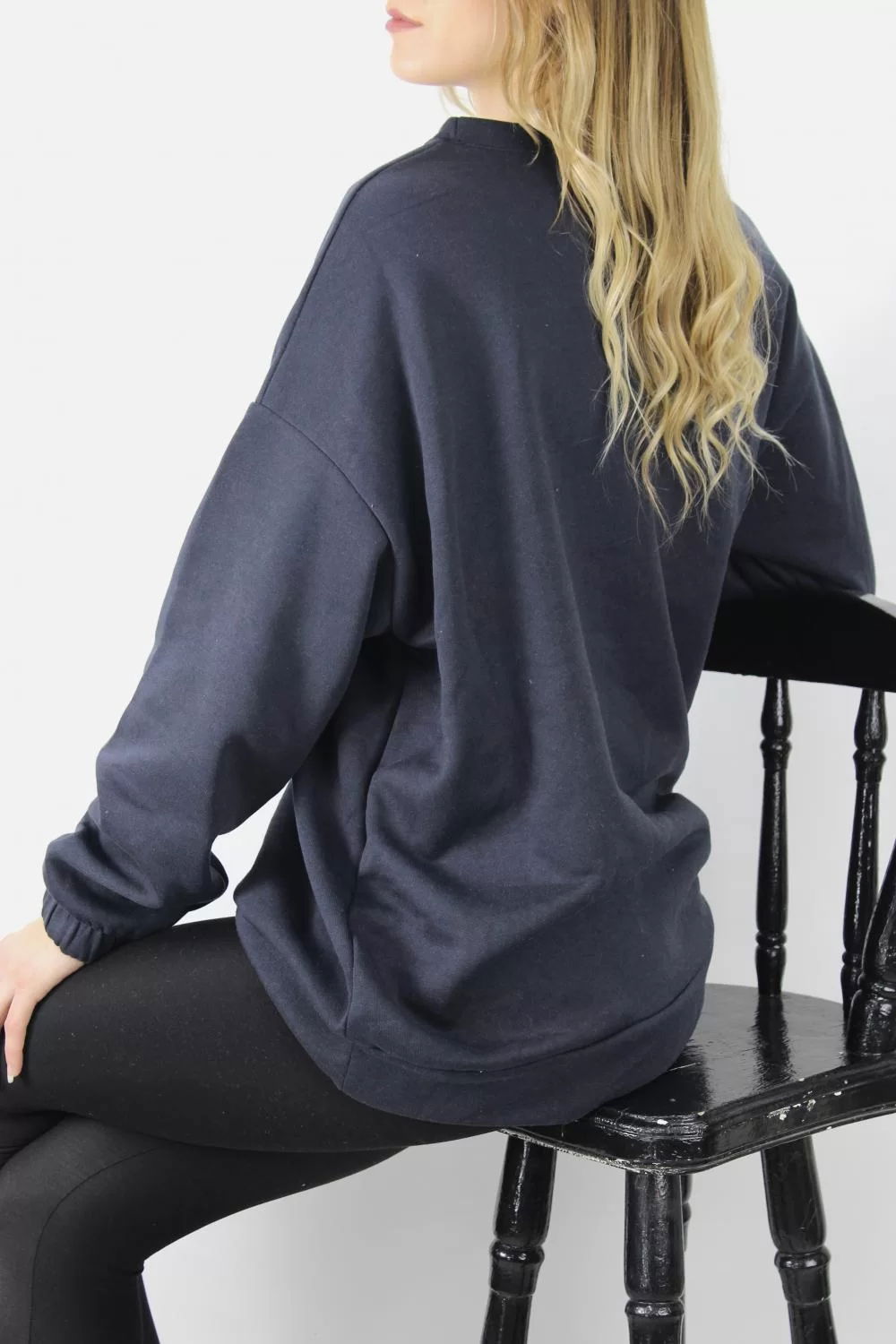 Printed Three Yarn Sweat Navy Blue - Dl420.1266.2