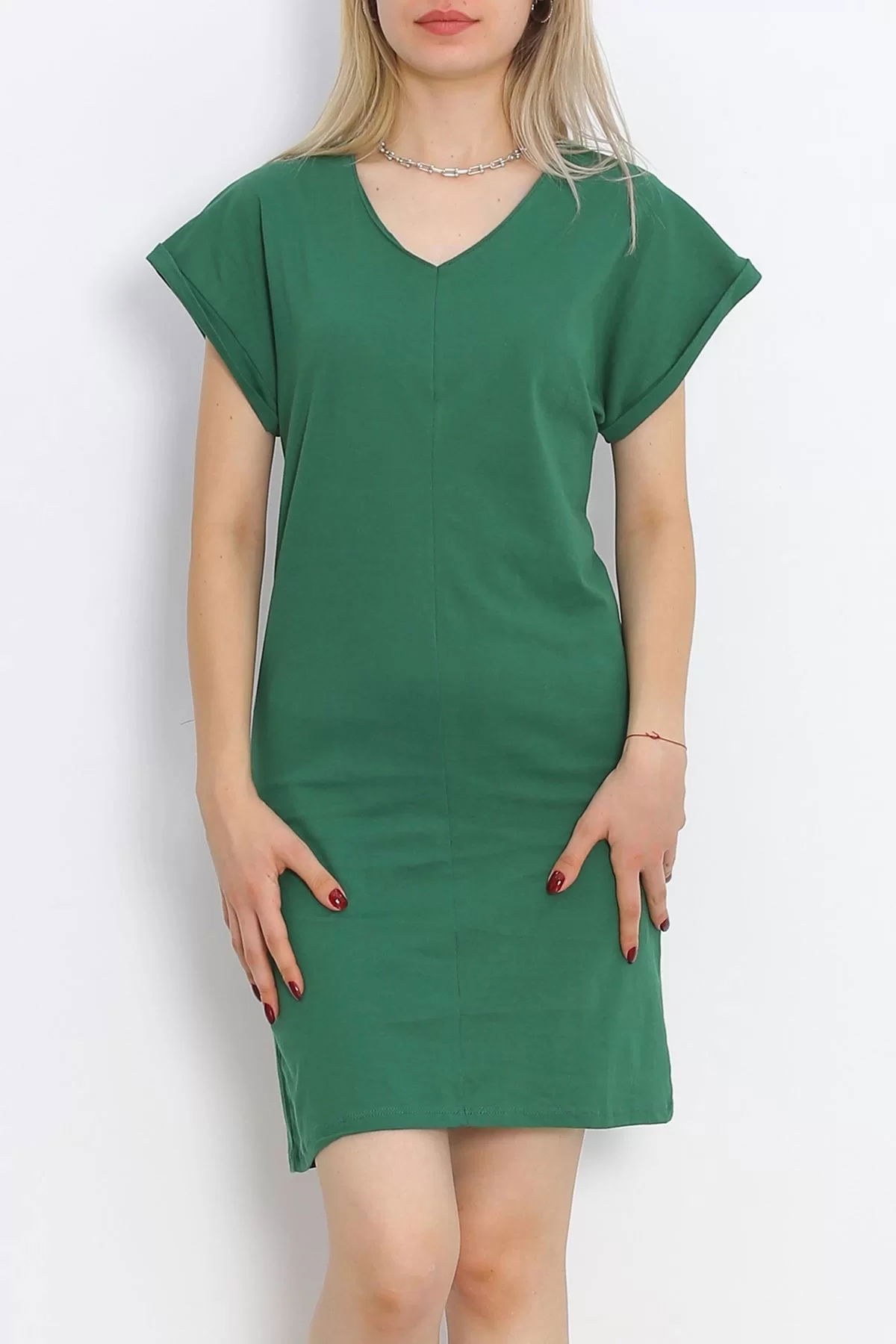 V Neck Suprem Dress Emerald - 15871.1567.