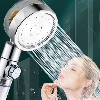 Tufeyo Water Saving 360 Degree Rotating Pressure Shower Head with Turbo Impeller and Filter