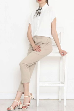 Crepe Lace-up Detailed Pants Beige - 152429.1778.