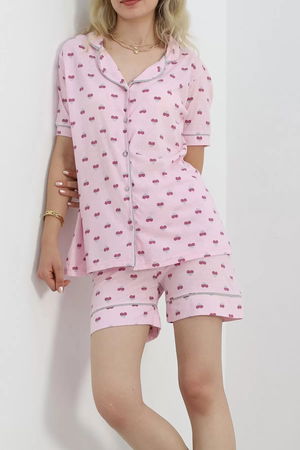 Buttoned Shorts Pajama Set Pink - 18944.1567.