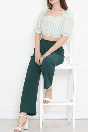 Striped Crop Blouse Green - 18423.631.