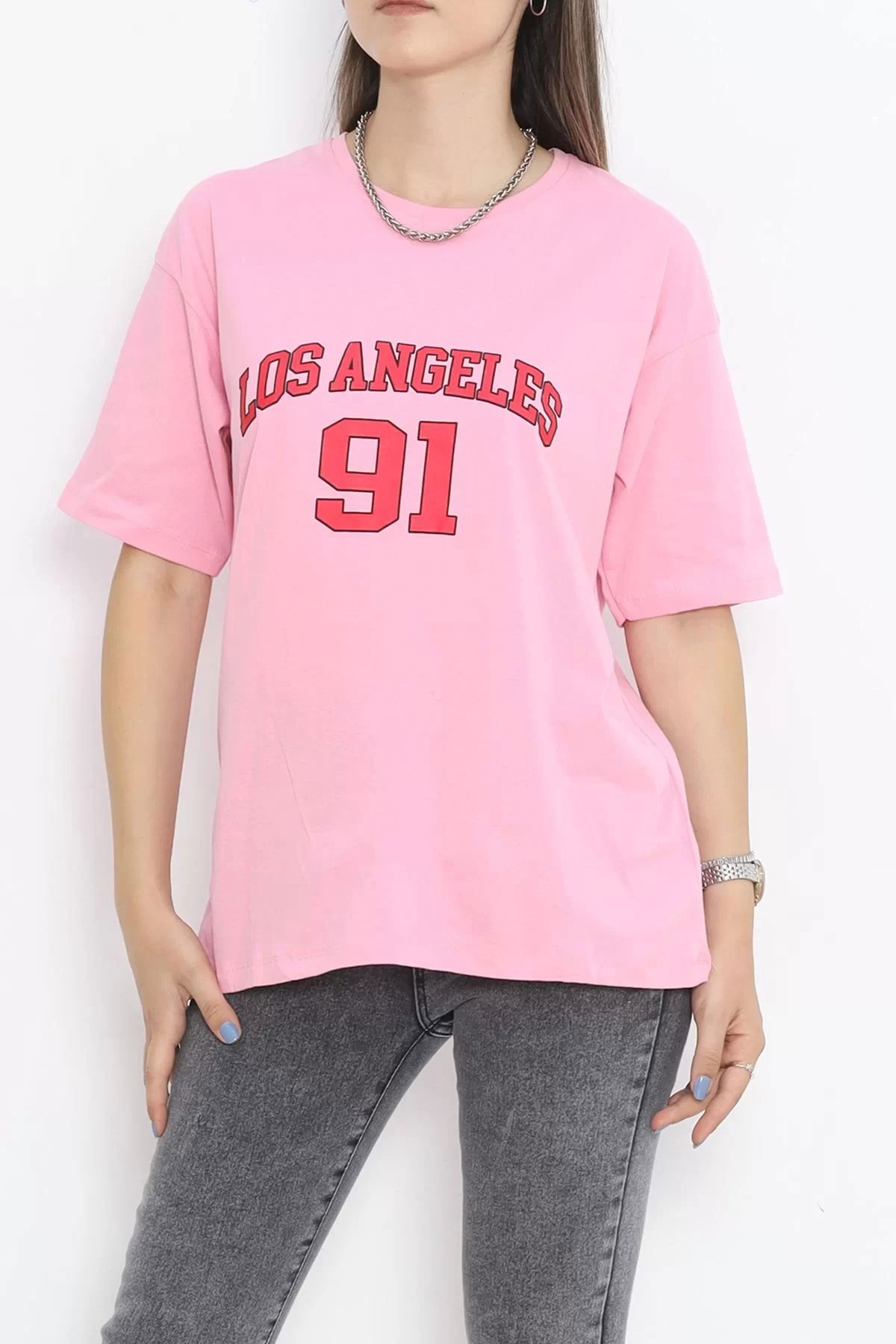 Printed Crew Neck T-shirt Pink - 16510.1567.