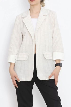 Striped Linen Jacket Stone Green - 1023.1247.