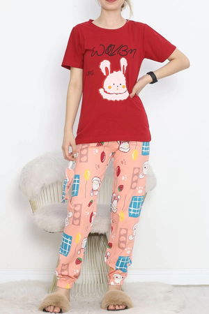 Leg Elastic Pajama Set Red Powder - 18736.1567.