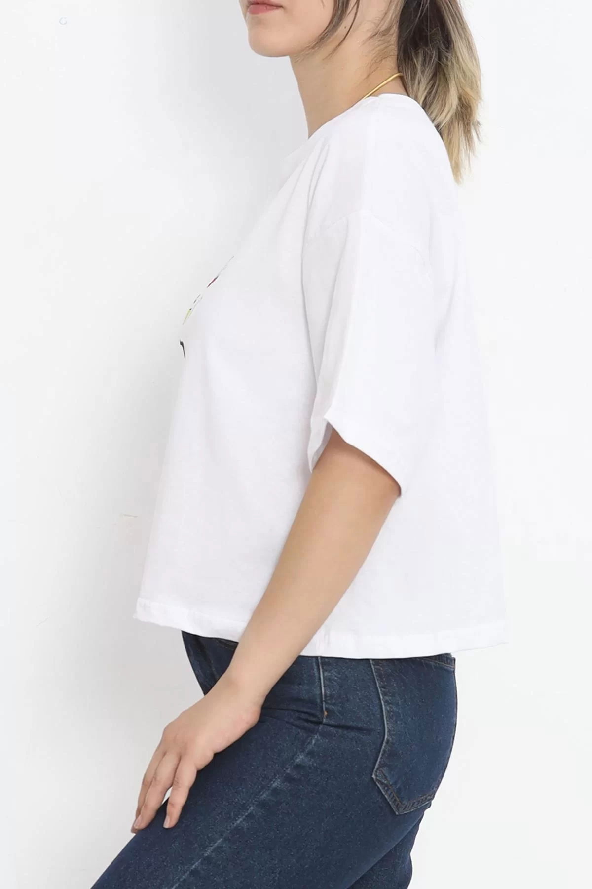 Printed Crop T-shirt White - 16486.1567.