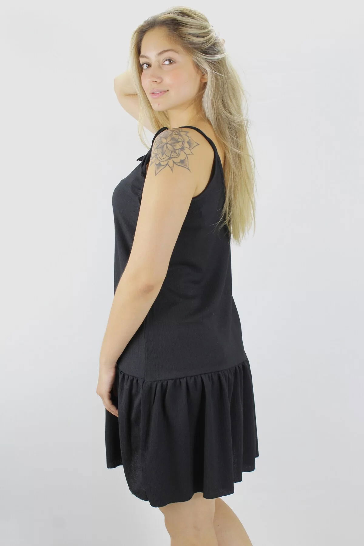 Crinkle String Dress Black - 1456.65