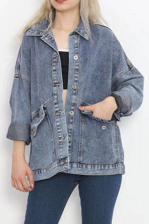 Denim Jacket Blue with Stone Collar - 20387.1778.