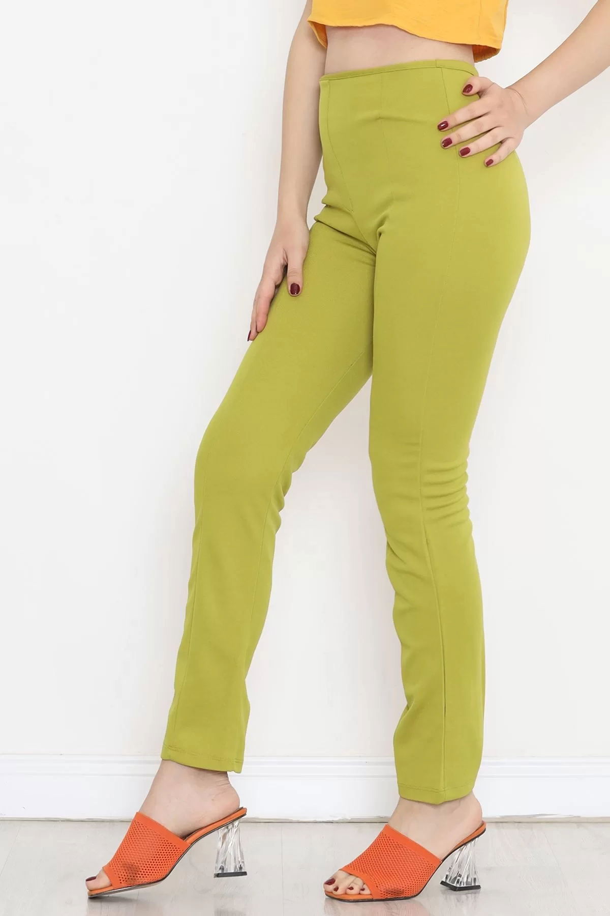 Side Zipper Pants Oil Green - 18412.631.