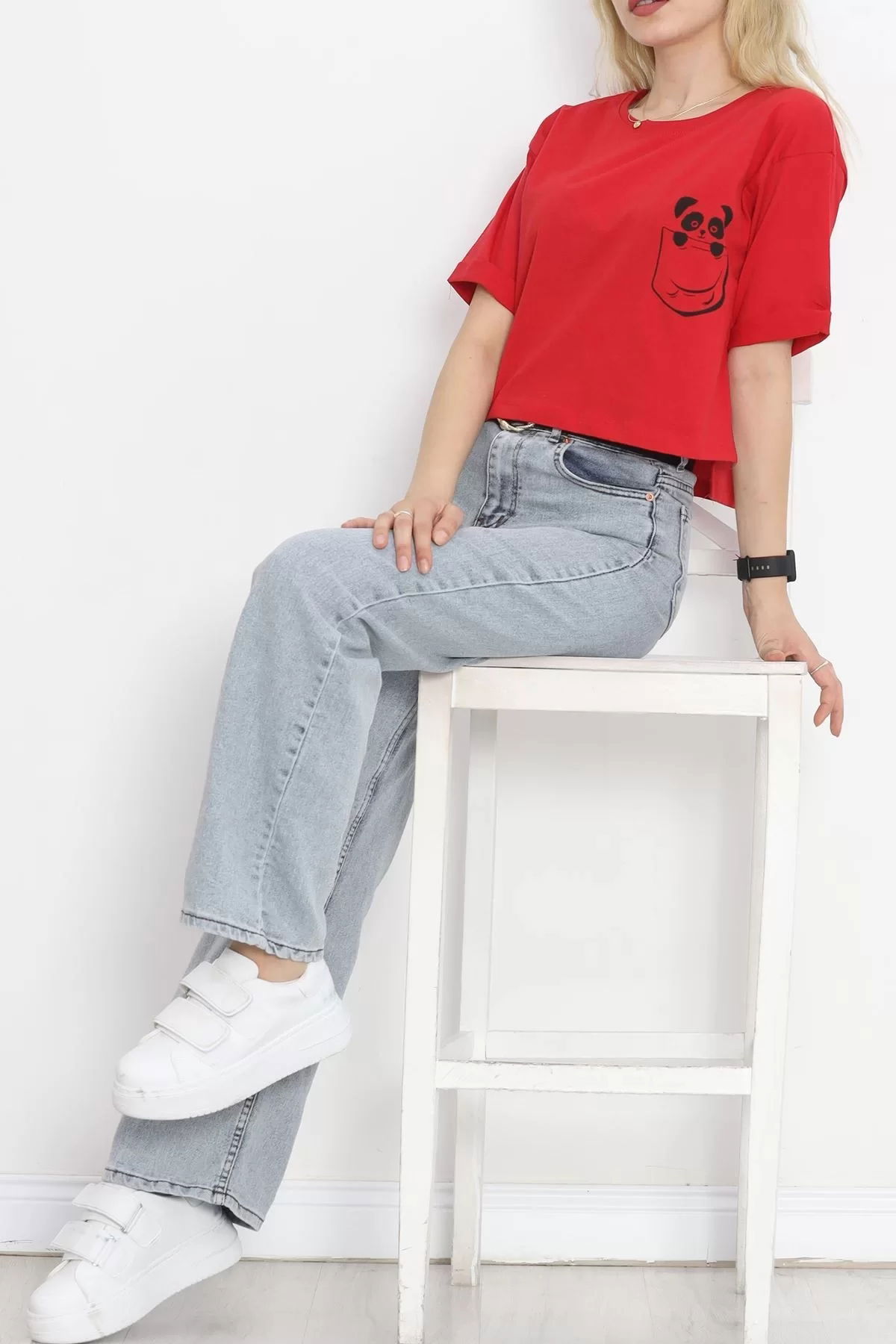 Printed Crop T-shirt Red - 16487.1567.