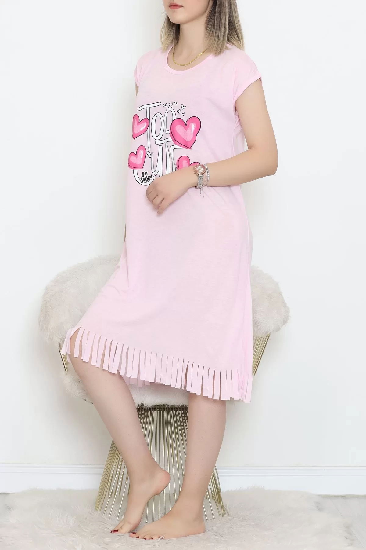 Patterned Nightdress Dusty Pink - 240.1287.