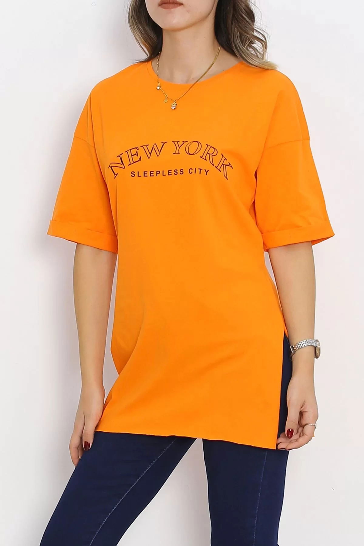 Printed Double Sleeve T-Shirt Orange - 16560.1567.