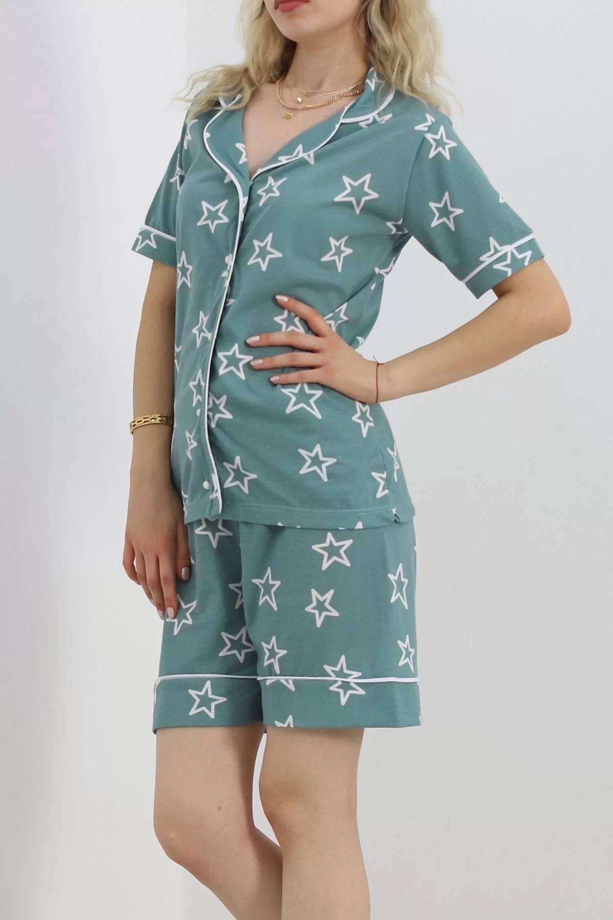 Buttoned Shorts Pajama Set Mint1 - 18944.1567.