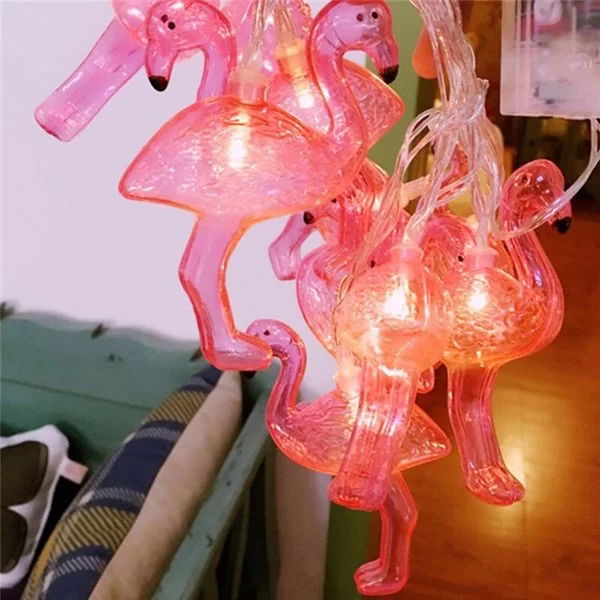 Tufeyo 10pcs Battery Powered Led Flamingo Decorative Light Chain Lighting 1.5 Mt