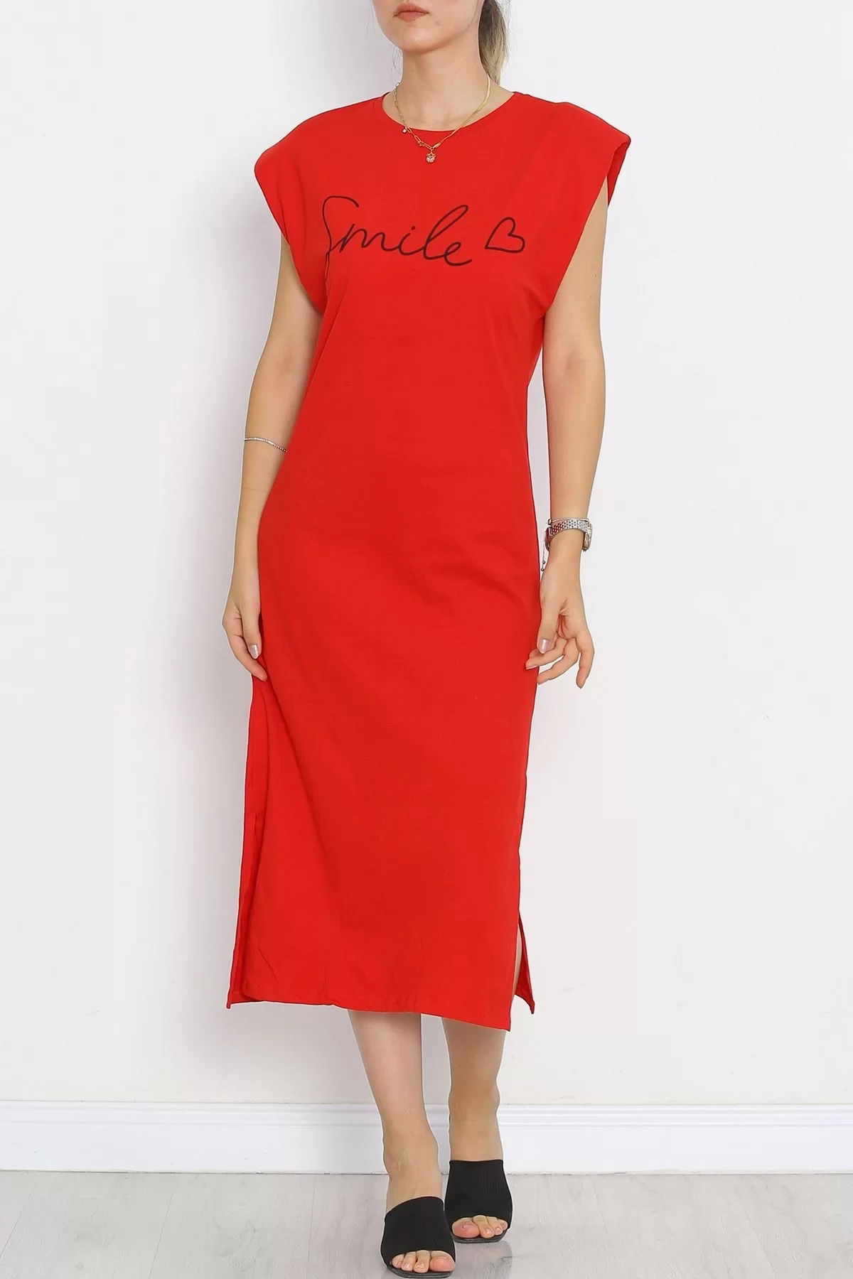 Wadded Single Jersey Dress Red - 15870.1567.