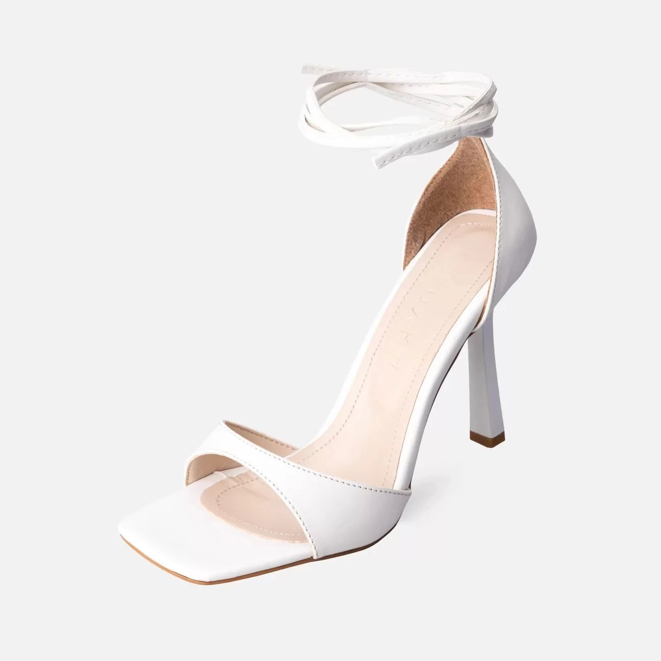 Sadya White Skin Heeled Shoes