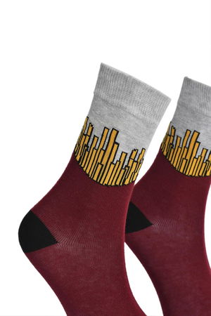 Unisex French Fries Socks Burgundy - Lksçrp24