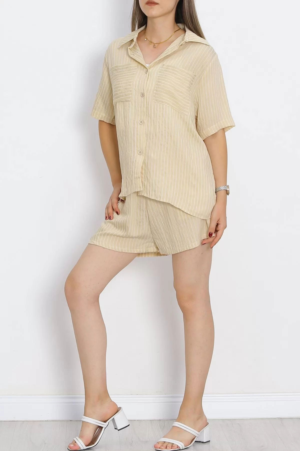 Oversize Shorts Set Beige - 18943.1247.