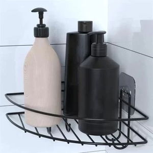 Tufeyo Adhesive Bathroom Corner Shelf Corner Shelf with Hooks Shower Shampoo Holder Wall Organizer Organizer Shelf