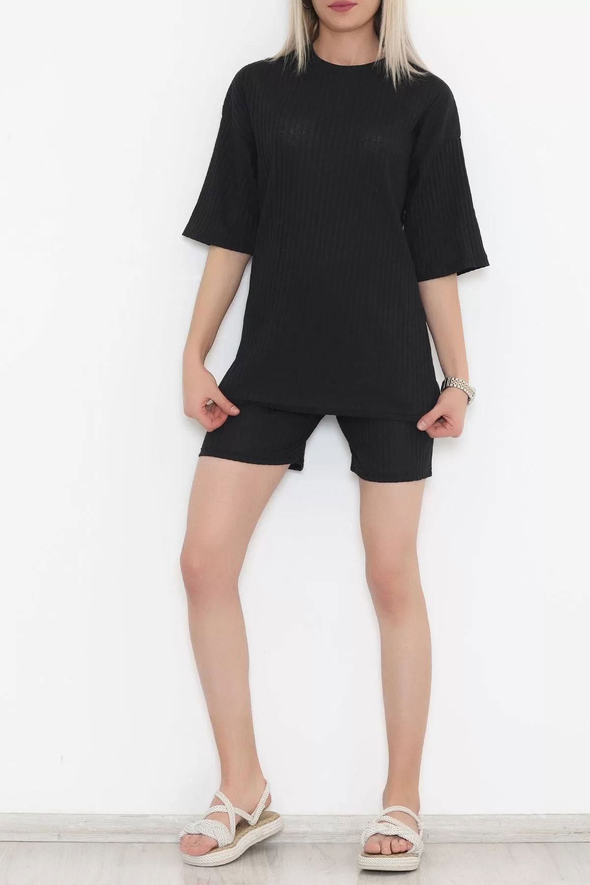 Crew Neck Shorts Set Black - 11552.1567.