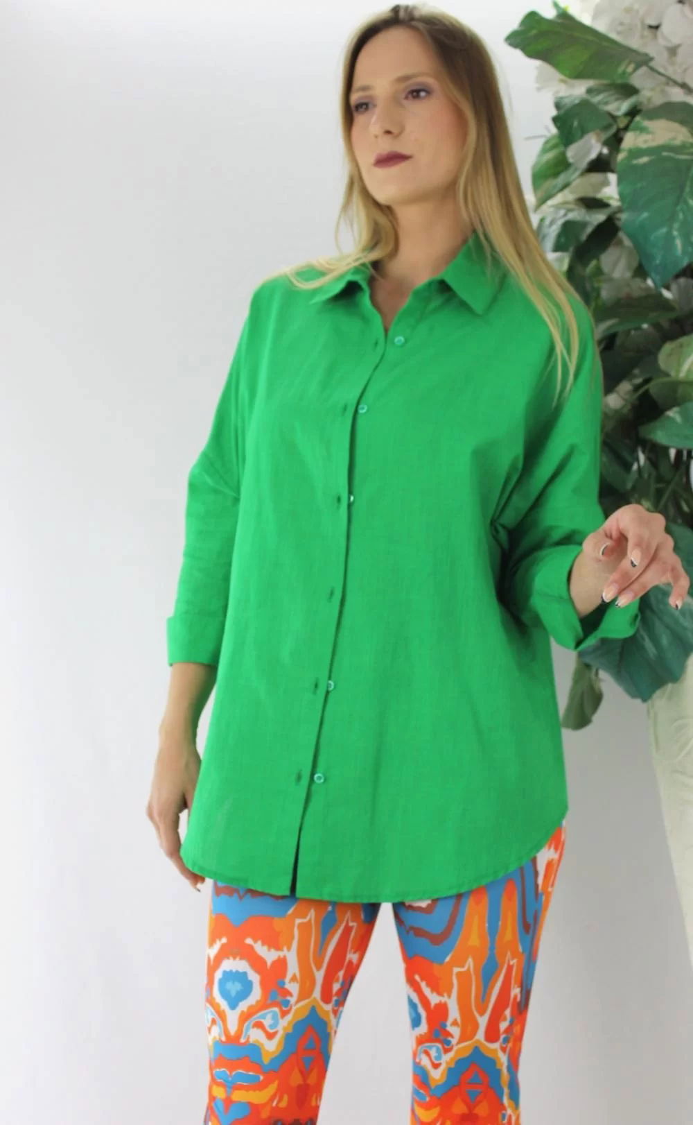 Oversized Linen Shirt Green - 2022.90