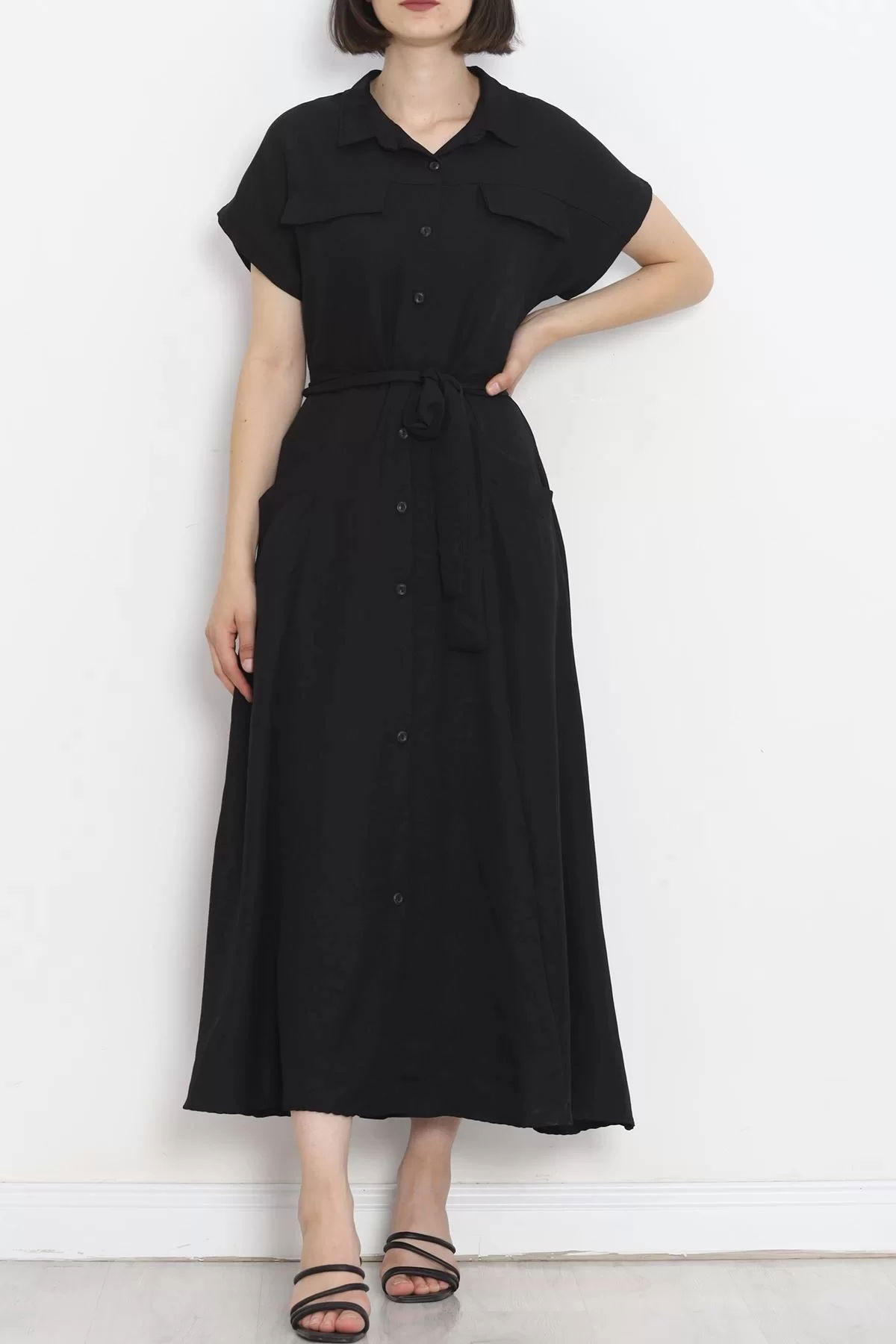 Pocket Detail Belted Dress Black - 18674.1778.