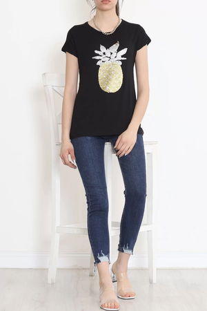 Pineapple Sequin Blouse Black - 17125.599.