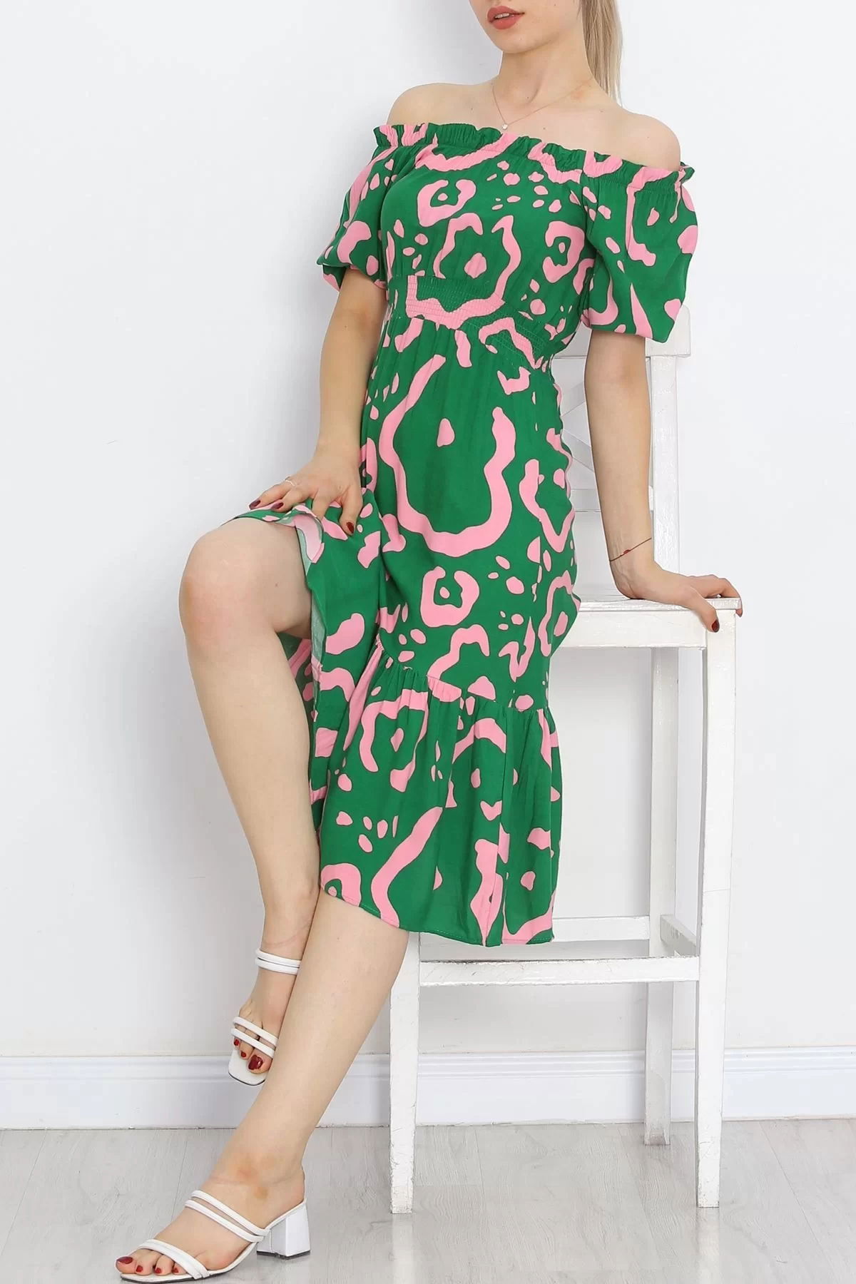 Madonna Collar Dress Green Pink - 18935.1247.