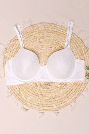 Small Honeycomb Bra Set Empty Cap Ecru - 2526-b.1783.