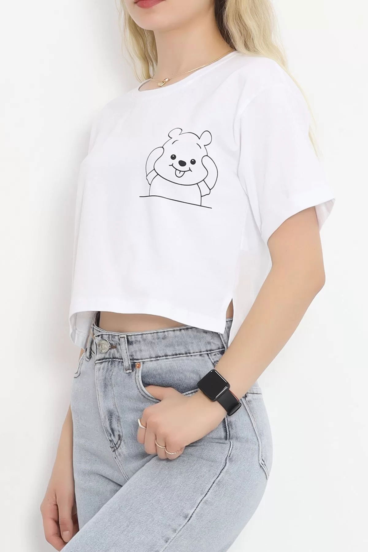 Printed Crop T-shirt White - 16491.1567.