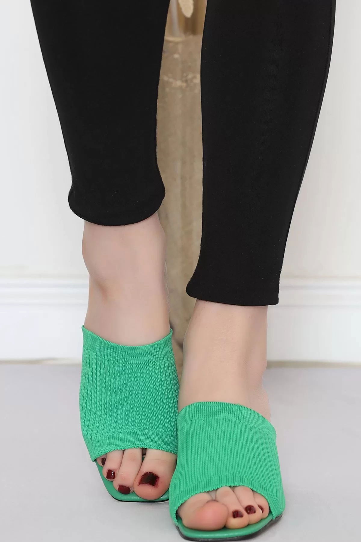 5 Cm Heeled Slippers Green - 18199.264.