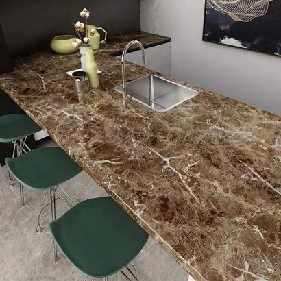 Tufeyo Marble Pattern Table Countertop Kitchen Waterproof Adhesive Foil Sticker Brown 5x0.6m