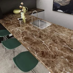 Tufeyo Marble Pattern Table Countertop Kitchen Waterproof Adhesive Foil Sticker Brown 5x0.6m