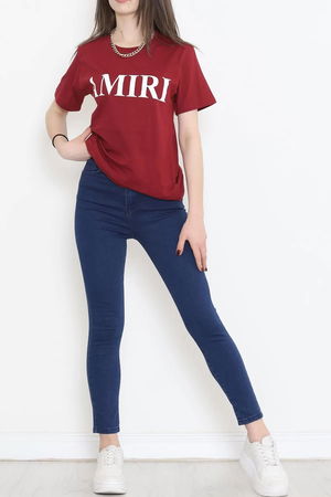 Printed Oversize T-shirt Burgundy - 17375.1778.