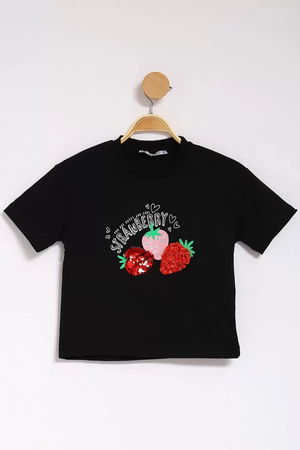 3-7 Years Embroidered Kids T-Shirt Black - 624845.1576.