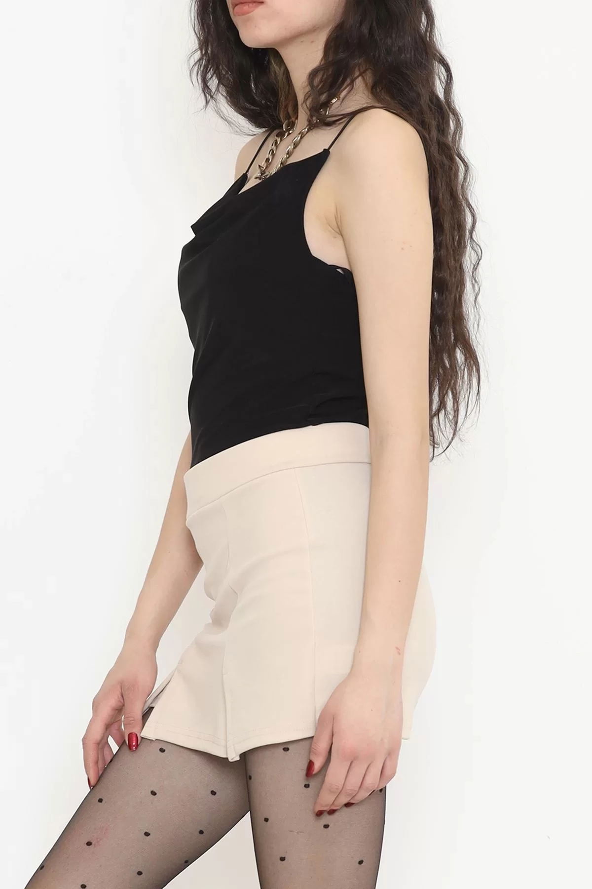 Scuba Fabric Shorts Skirt Beige - 16434.1778.