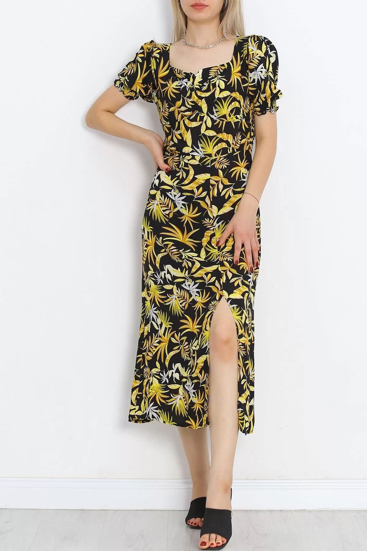 Kiss Collar Dress Yellow Floral - 696.1247.