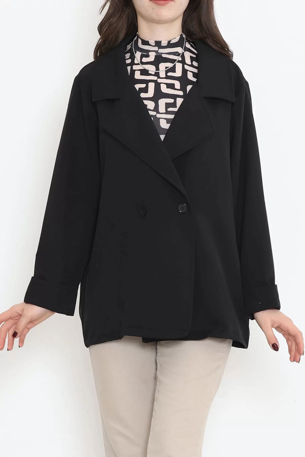 Oversize Button Jacket Black - 951.1247.